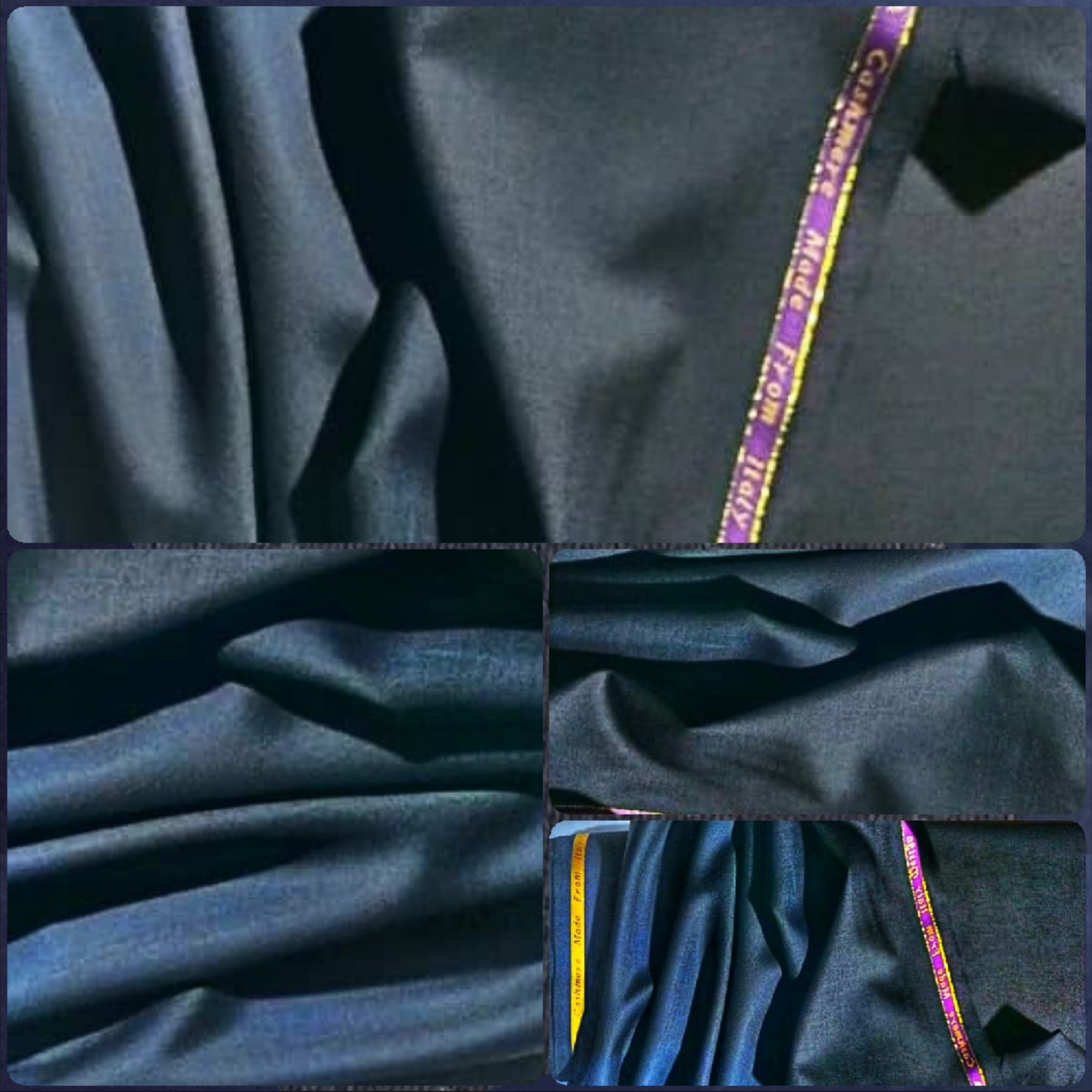 Blue Black Extrafine Super Italian Wool Cashmere 180s Fabric