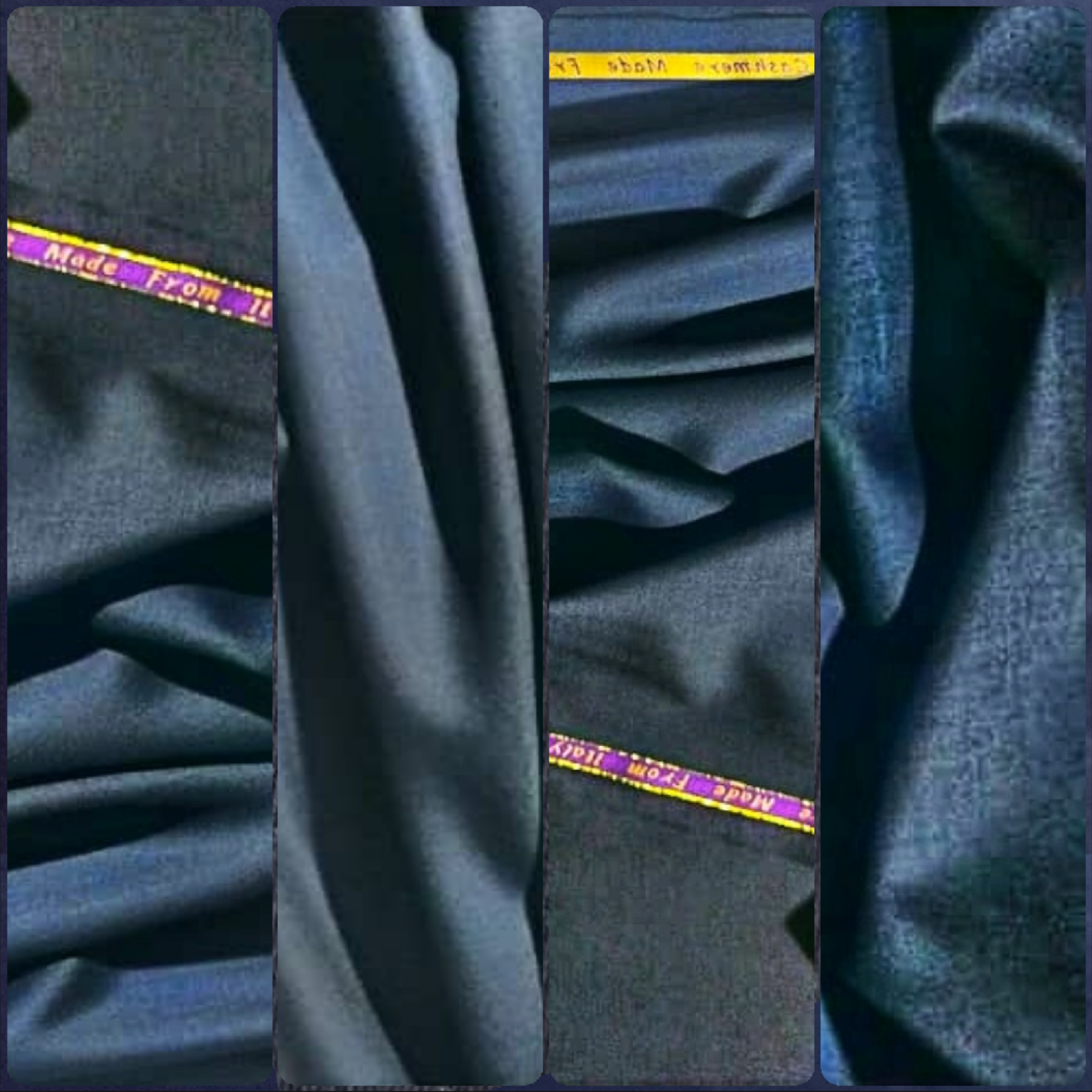 Blue Black Extrafine Super Italian Wool Cashmere 180s Fabric