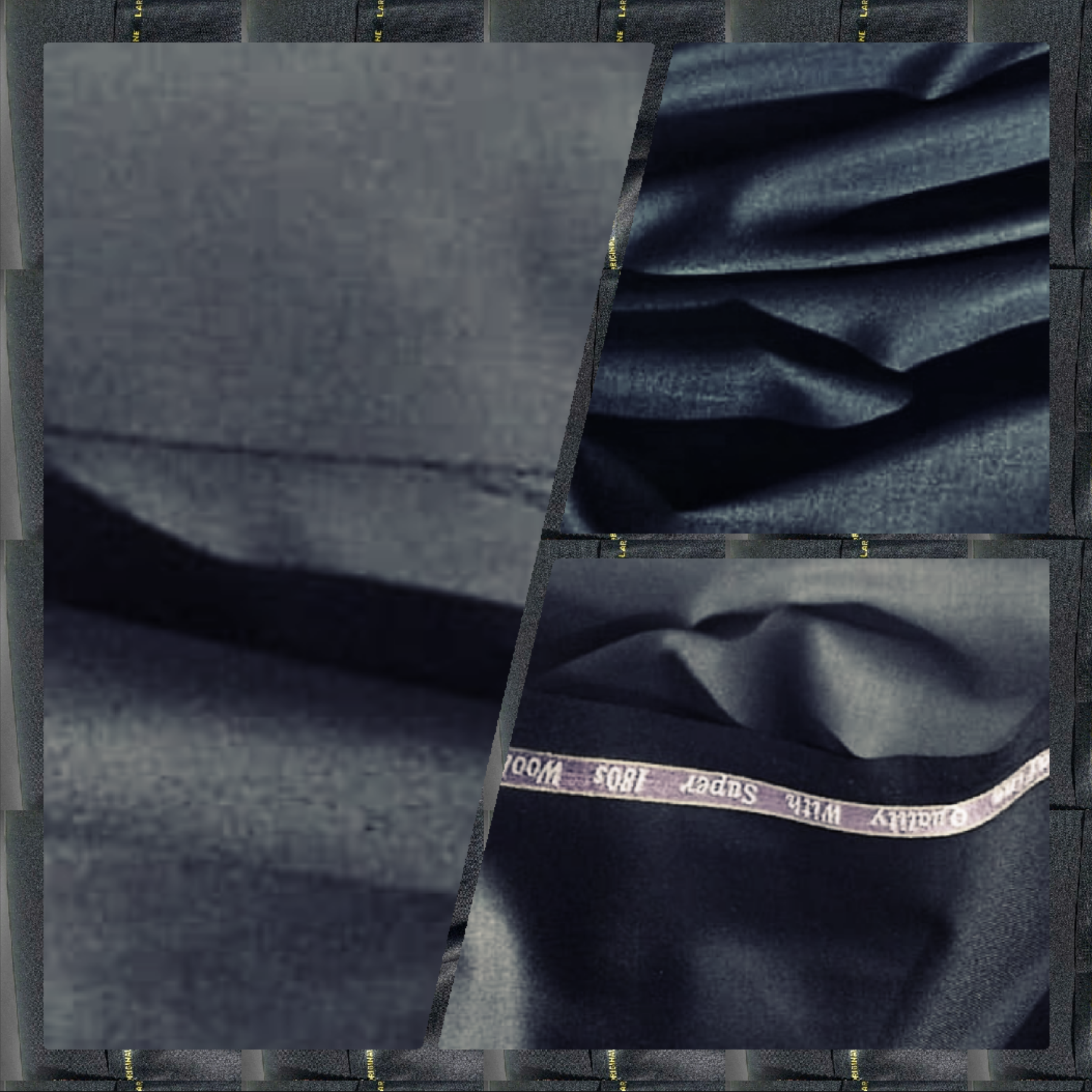 Black Extrafine Italian Wool Cashmere Super 180S Fabric