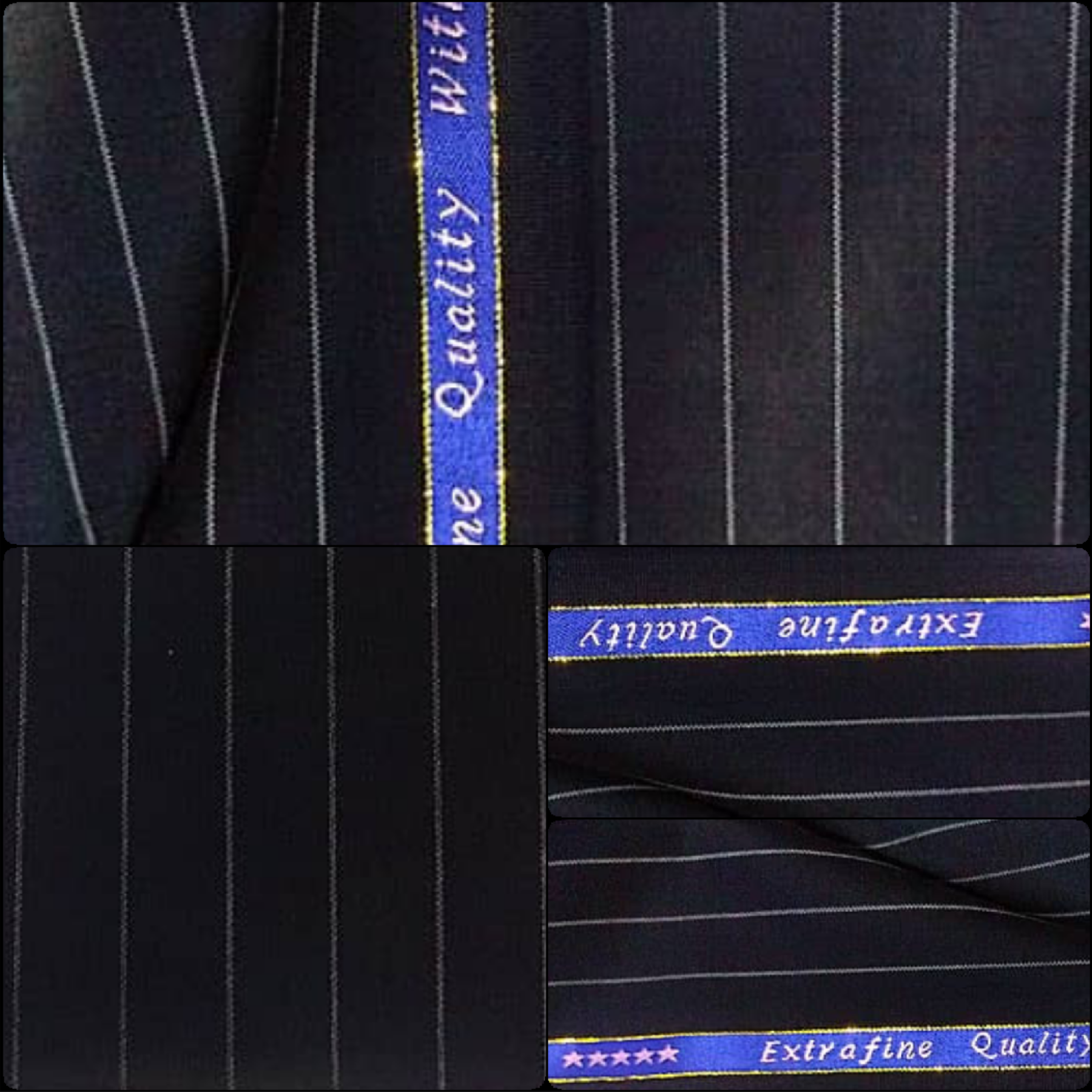 Black Stripes Extrafine Italian Wool Cashmere Super 180S