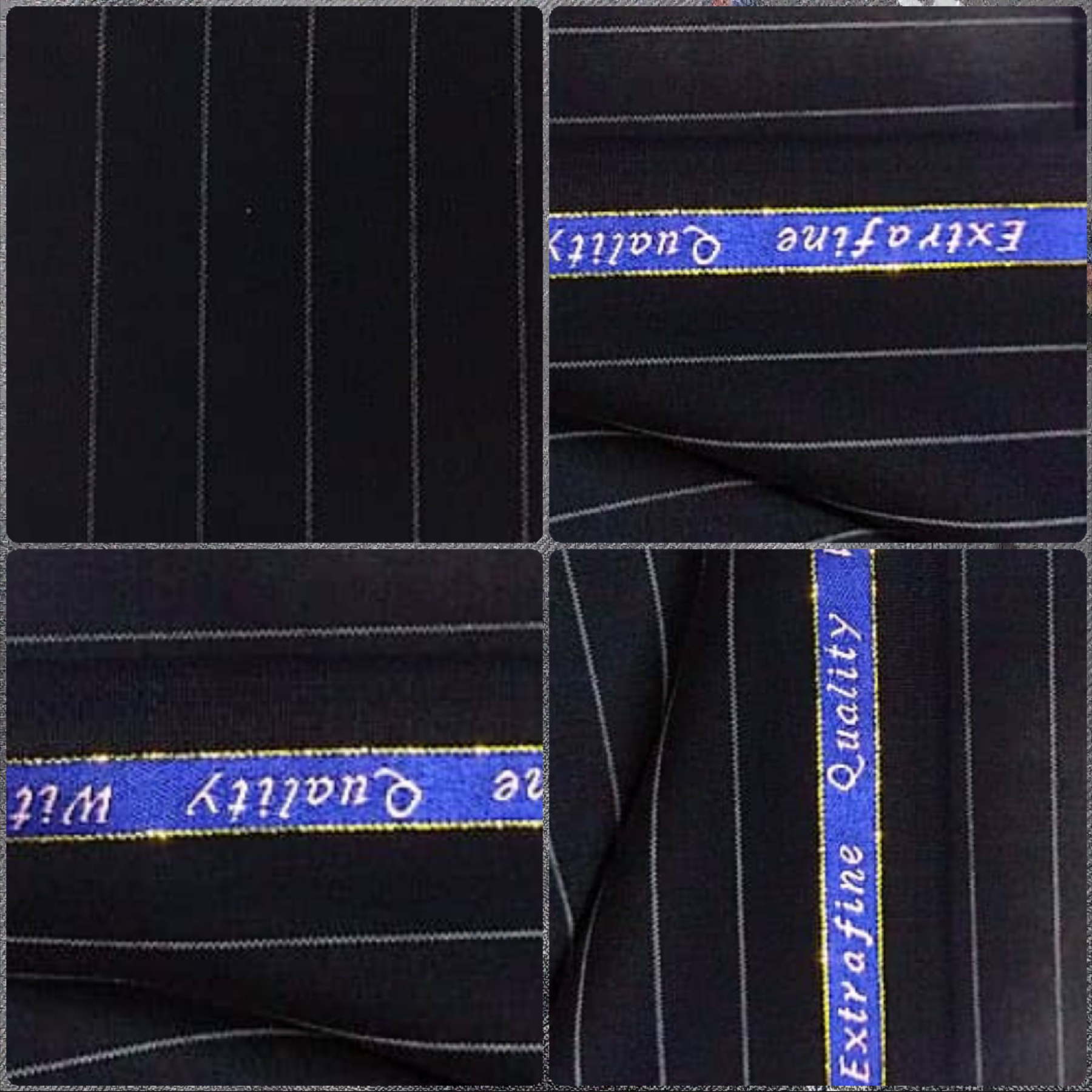 Black Stripes Extrafine Italian Wool Cashmere Super 180S